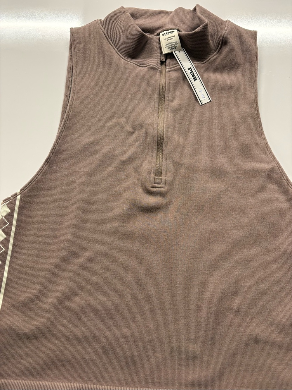 PINK Victoria's Secret Mauve Zip-Neck Sleeveless Tank